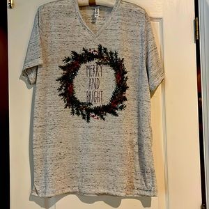 Screen printed Christmas shirt.  Lightweight.  Very soft.  Size XL